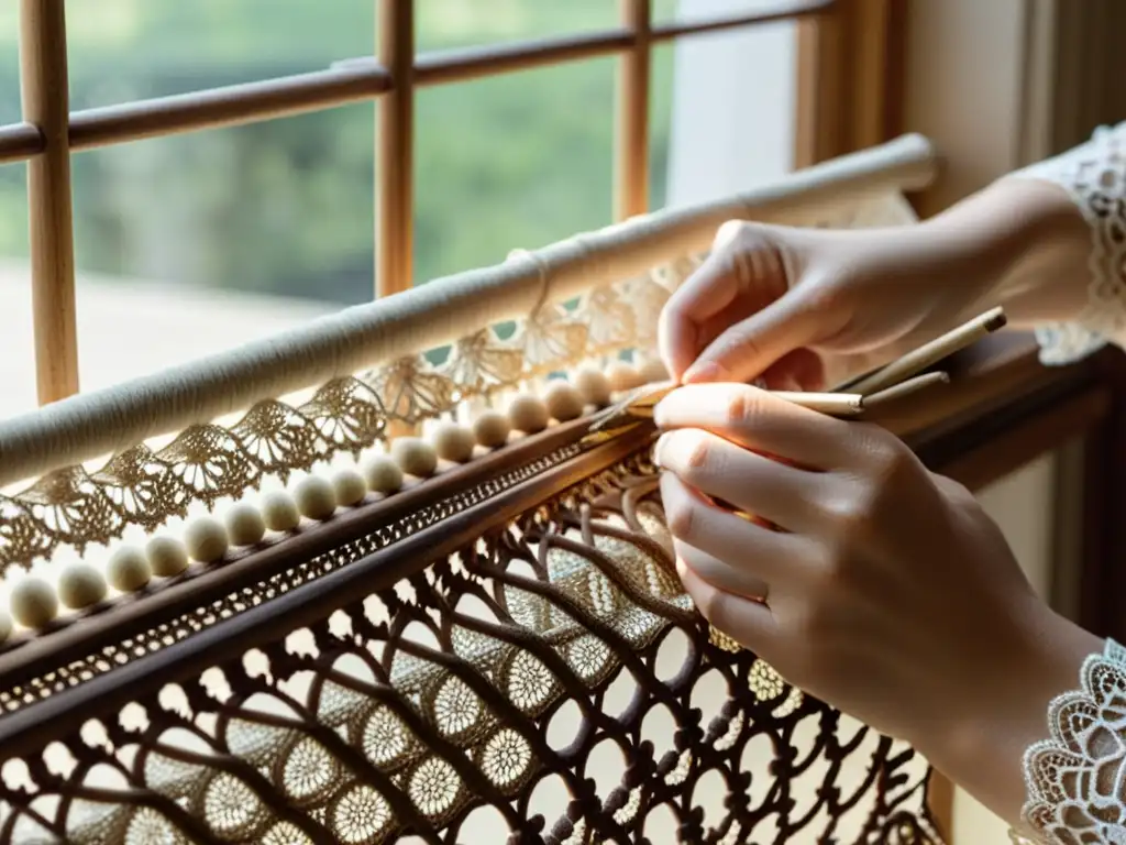 Arte belga encaje tejido a mano con detalle y tradición en taller de moda