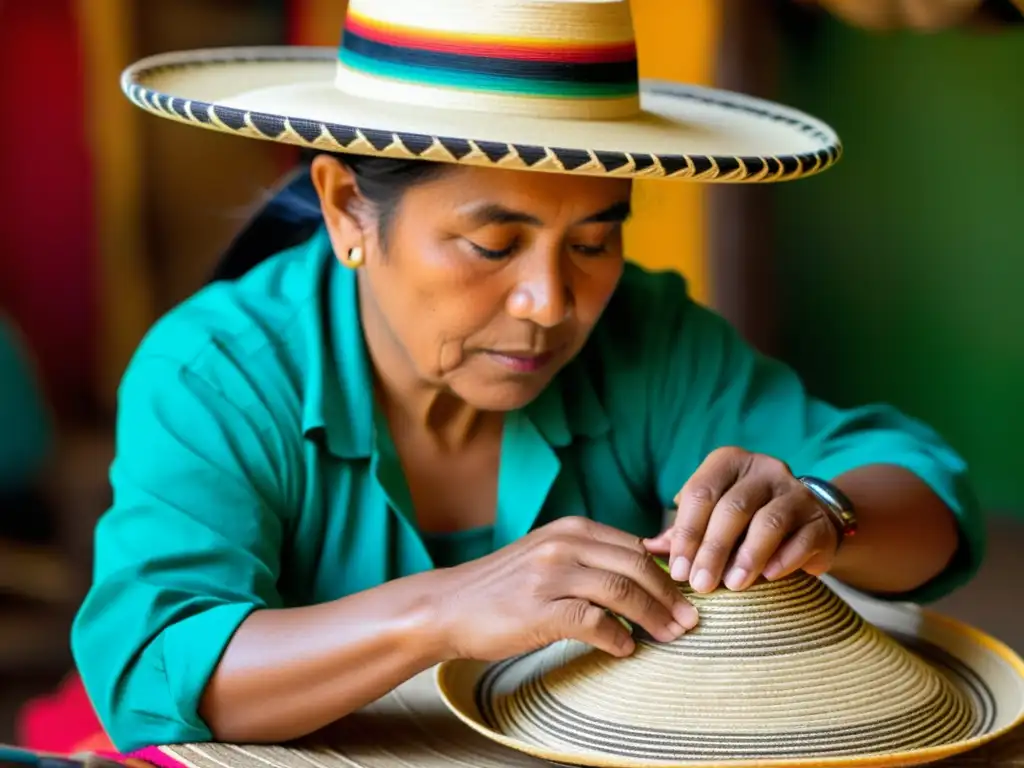 Un artesano teje con destreza el sombrero vueltiao, resaltando su significado cultural