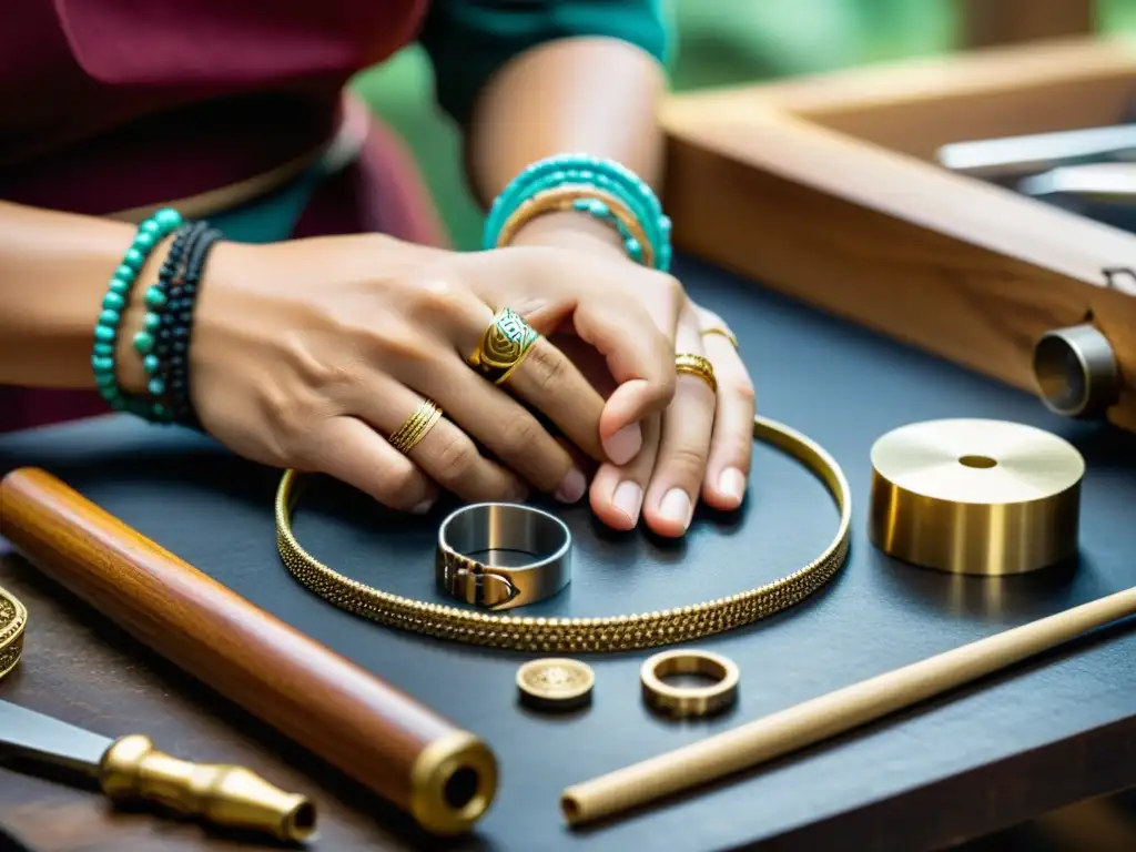 Un artesano experto crea joyas con técnicas tradicionales, destacando la preservación de la artesanía en joyería