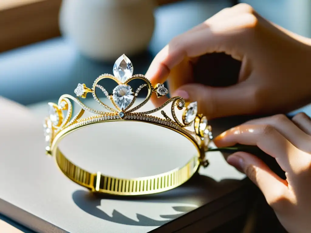 Un artesano crea una tiara Swarovski con materiales sostenibles, destacando la moda y la historia de esta icónica pieza