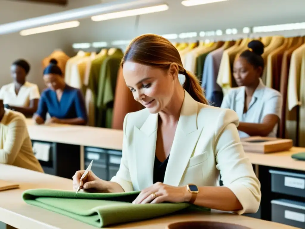 Stella McCartney supervisa la producción en su atelier de moda sustentable, reflejando su impacto cultural y su pasión por la sostenibilidad