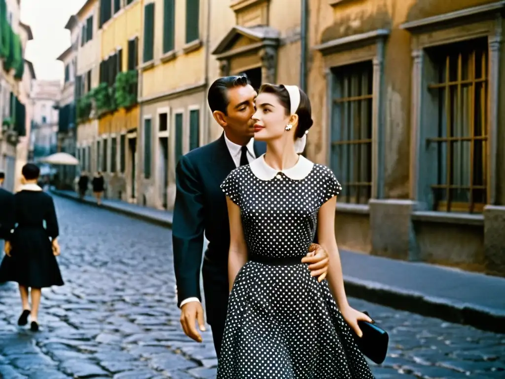 Audrey Hepburn y Gregory Peck pasean por las calles de Roma en una escena clásica de 'Vacaciones en Roma'