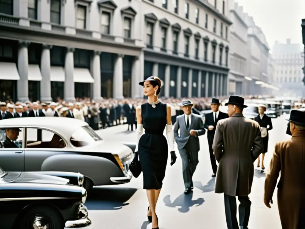 Audrey Hepburn deslumbra con un vestido clásico de Givenchy en la bulliciosa ciudad