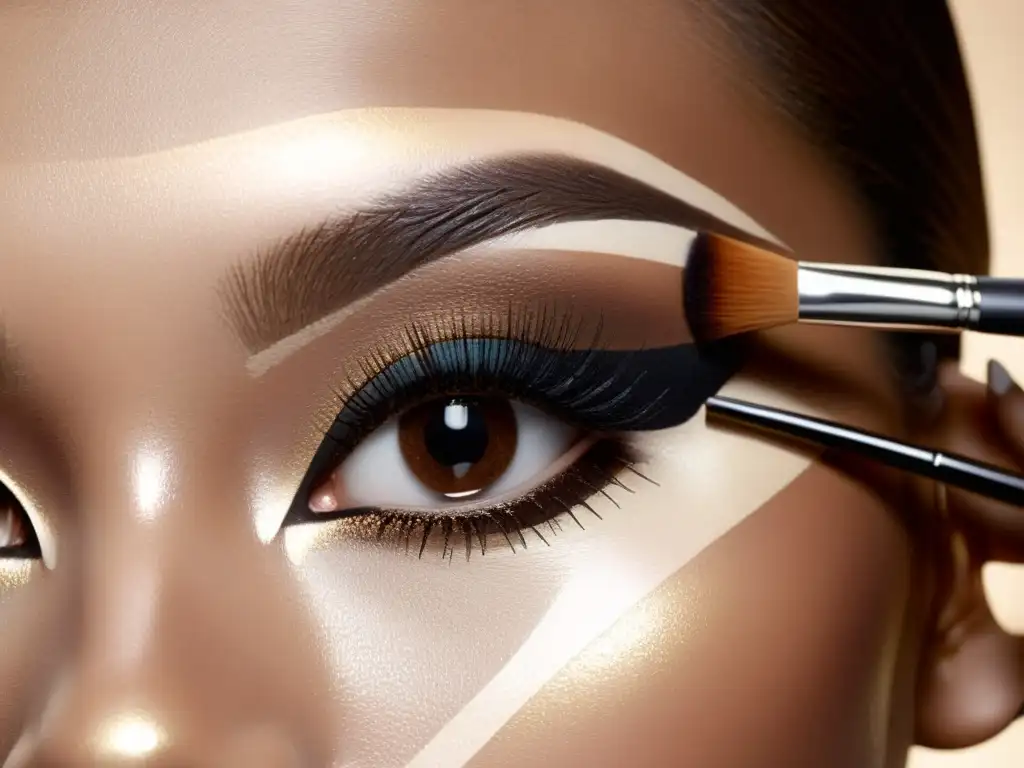 Belleza de lujo: base de maquillaje aplicada con precisión sobre piel impecable, resaltando la artesanía y la elegancia del producto