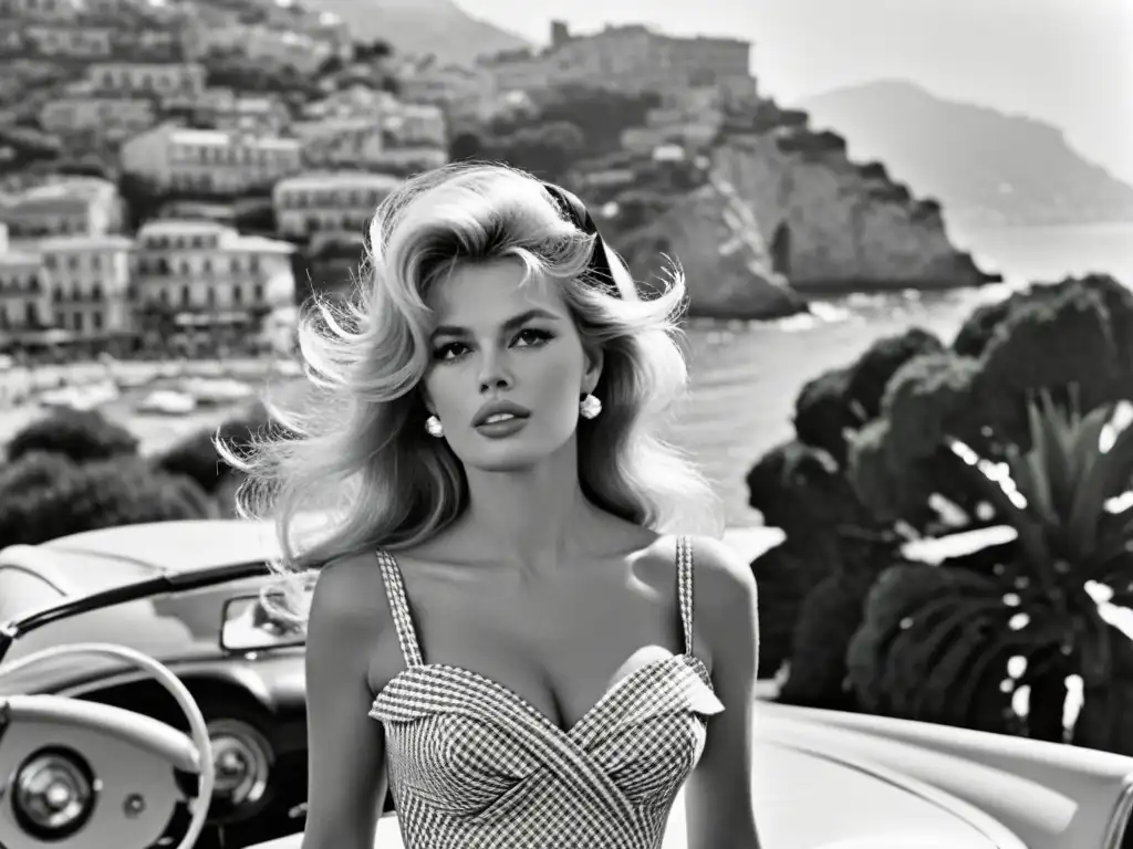 Brigitte Bardot, icono de estilo bombshell, irradia glamour en la Riviera francesa de los años 50