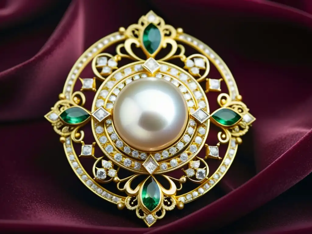 Un broche barroco de perlas y diamantes, resaltando la opulencia y significado de la joyería barroca en la moda de la época