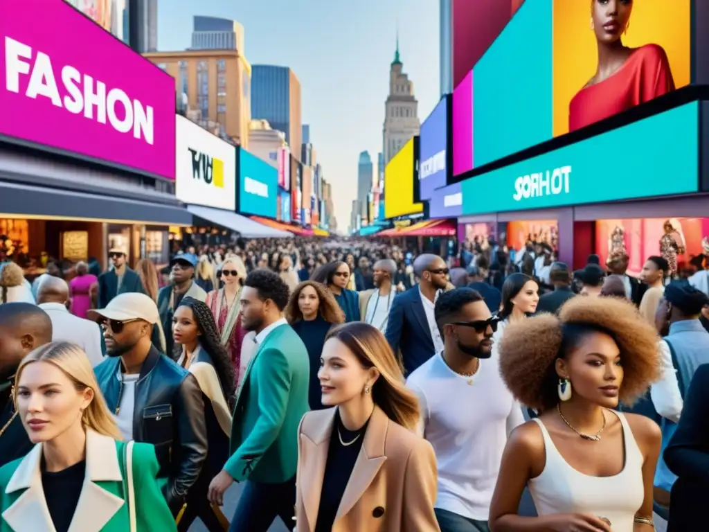 Una bulliciosa calle de la ciudad durante un evento de colaboración de moda