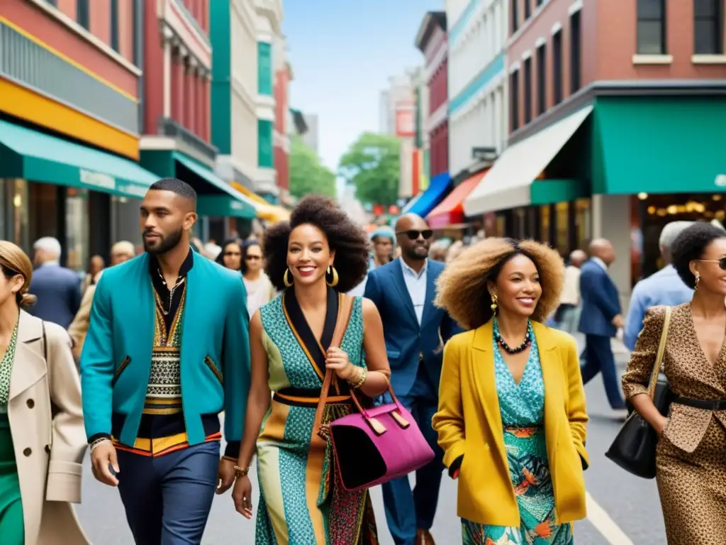 Una bulliciosa calle de ciudad llena de gente con moda diversa