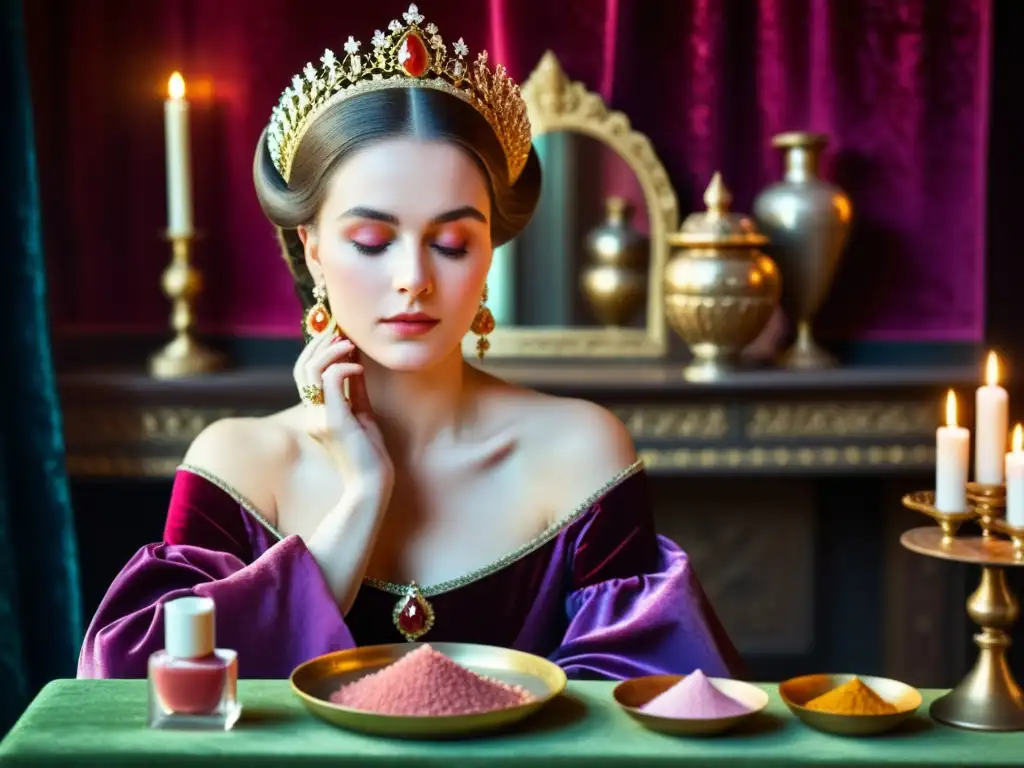 En la búsqueda de la belleza en la Edad Media, una noble recibe un tratamiento facial de berries y minerales en un lujoso entorno medieval