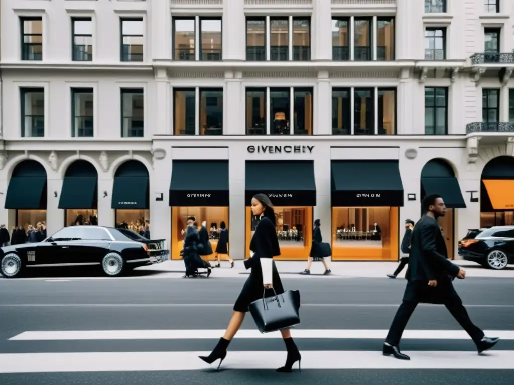 Una calle de la ciudad bulliciosa muestra la influencia del prêtàporter de Givenchy en la moda urbana contemporánea