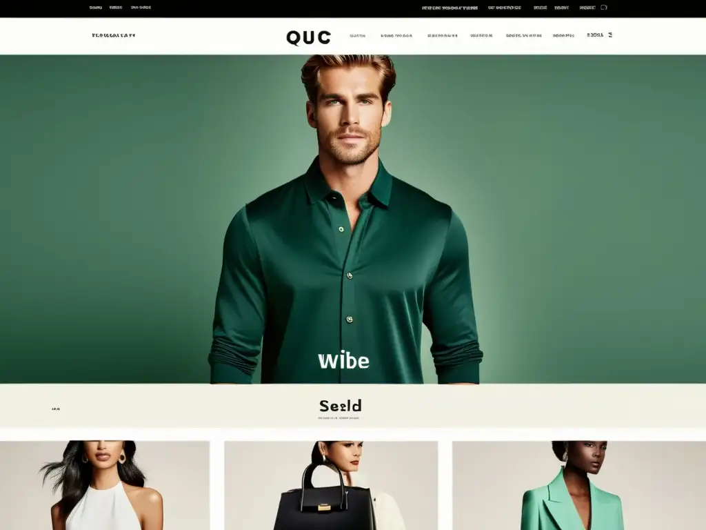 Captura de pantalla de una tienda online de moda optimizada con diseño elegante y atractivas imágenes de producto