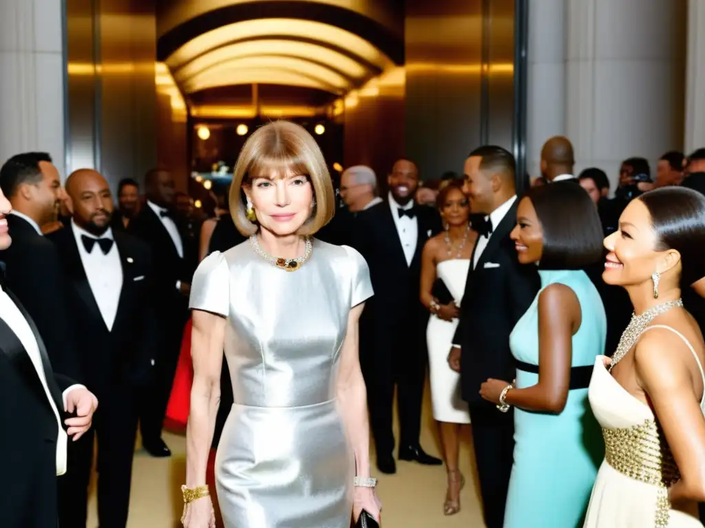 Anna Wintour recibe a celebridades en el Met Gala, derrochando elegancia y autoridad