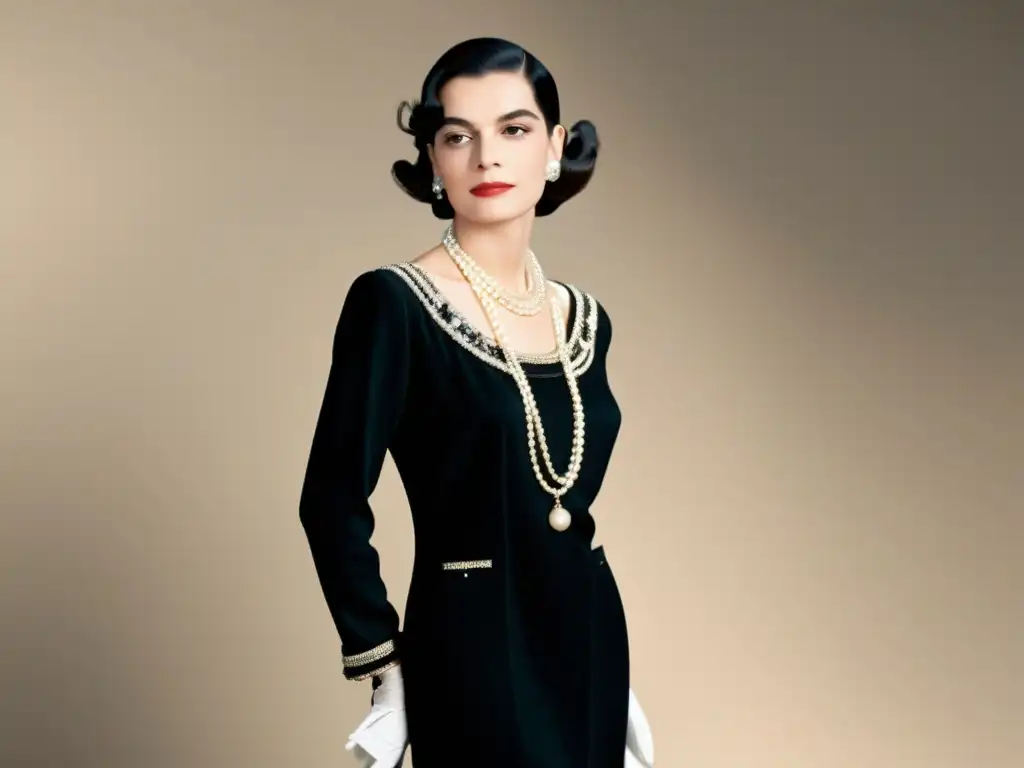 Coco Chanel en los años 20, revolucionando la moda con su icónico 'Little Black Dress'