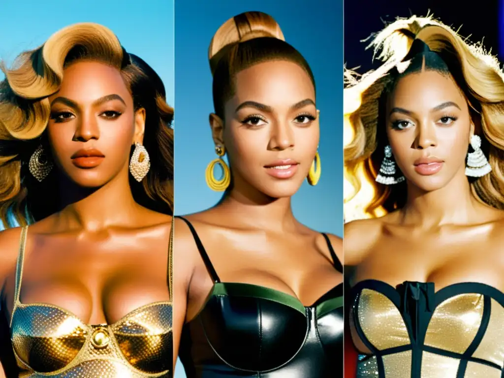 Collage de alta resolución mostrando la evolución del estilo de Beyoncé, desde Destiny's Child hasta su icónica carrera en solitario