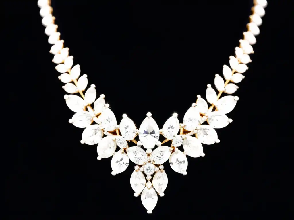 Un collar de diamantes de Harry Winston, con peras, marquesas y brillantes, sobre terciopelo negro