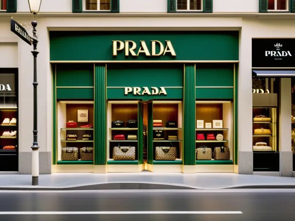 La transformación de Prada en coloso: la boutique original de Prada en Milán, con detalles vintage y la humildad que contrasta con su estatus actual