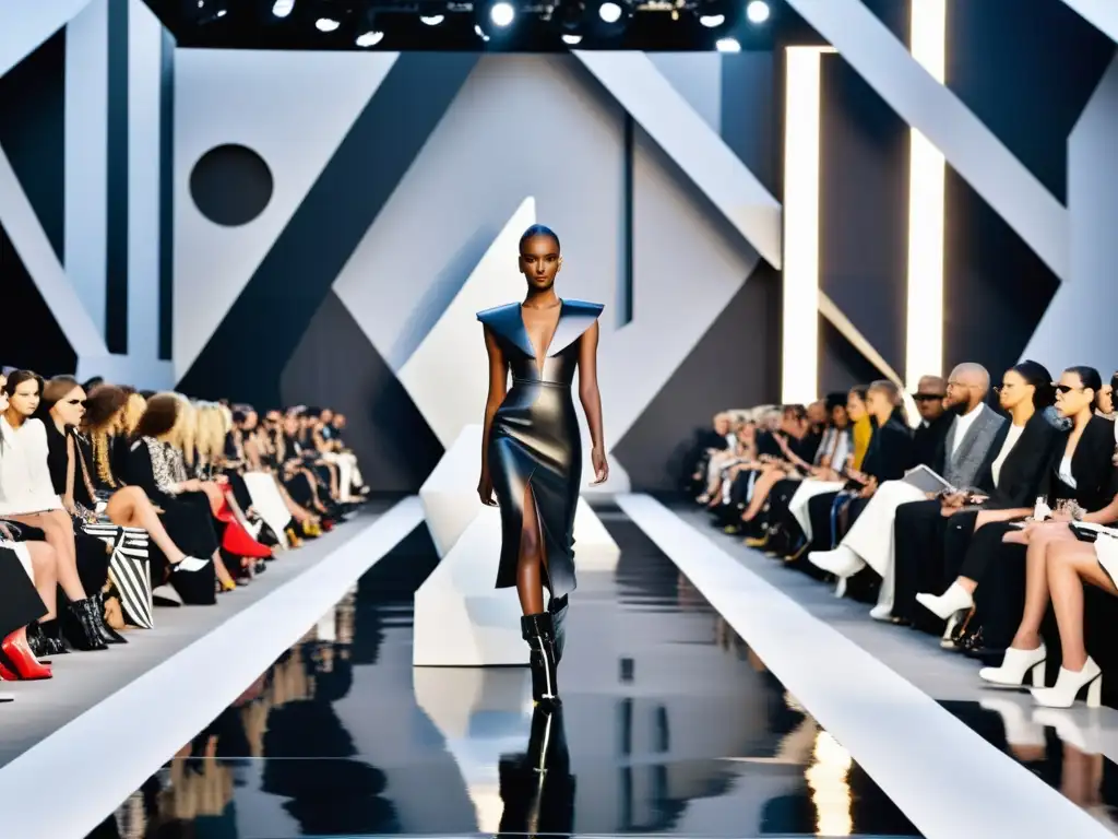 Desfile de moda contemporánea con impacto del constructivismo en la moda: innovación, geometría y monocromo en la pasarela