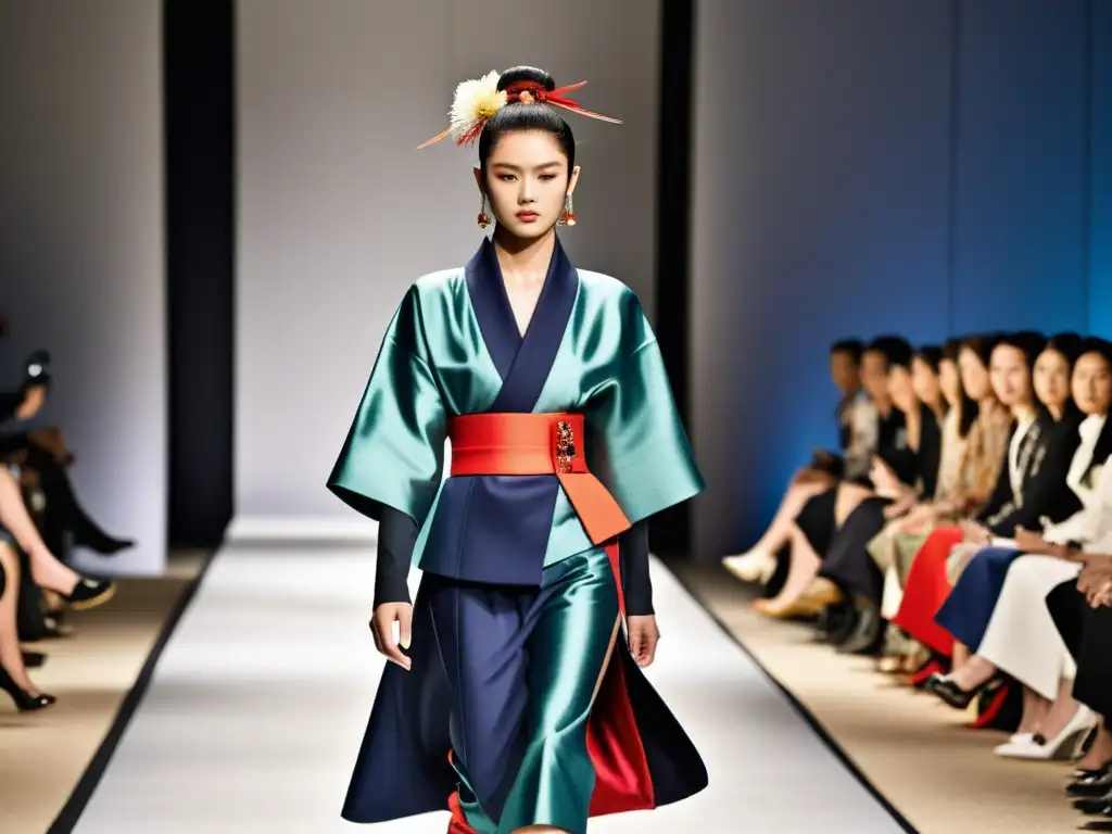 Un desfile de moda contemporánea en Japón con influencia de la indumentaria histórica japonesa