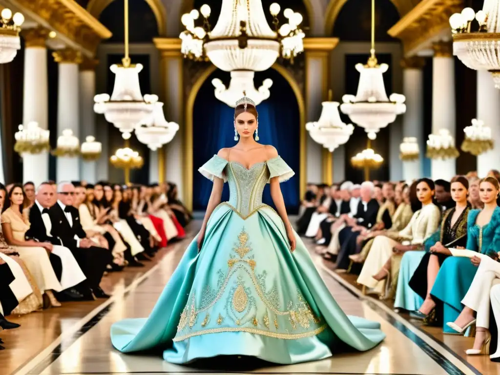 Desfile de moda europea con tendencias históricas a lo largo de los siglos