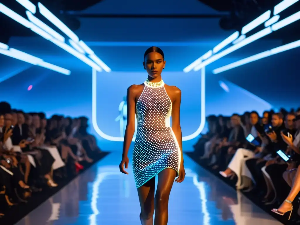 Desfile de moda futurista con colaboraciones tecnológicas impactantes