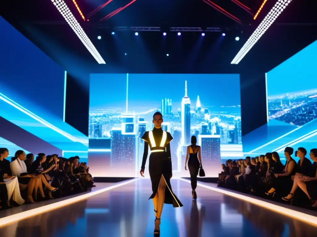 Desfile de moda futurista con tecnología impactante y colaboraciones innovadoras