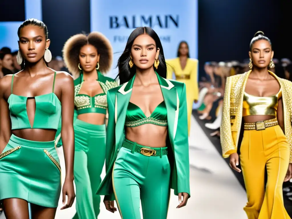 Desfile de moda impactante con colaboraciones en la moda H&M x Balmain