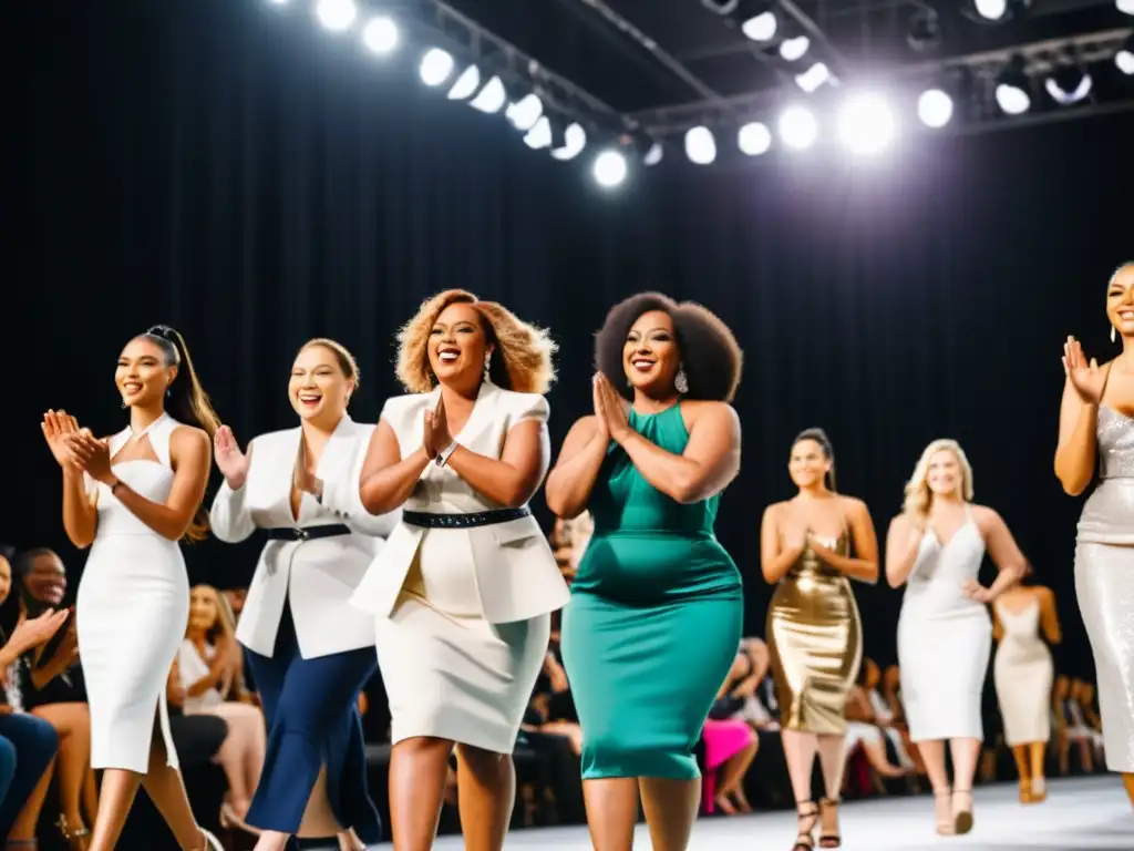 Un desfile de moda inclusivo con modelos de diferentes etnias, tipos de cuerpo y habilidades, luciendo prendas diversas