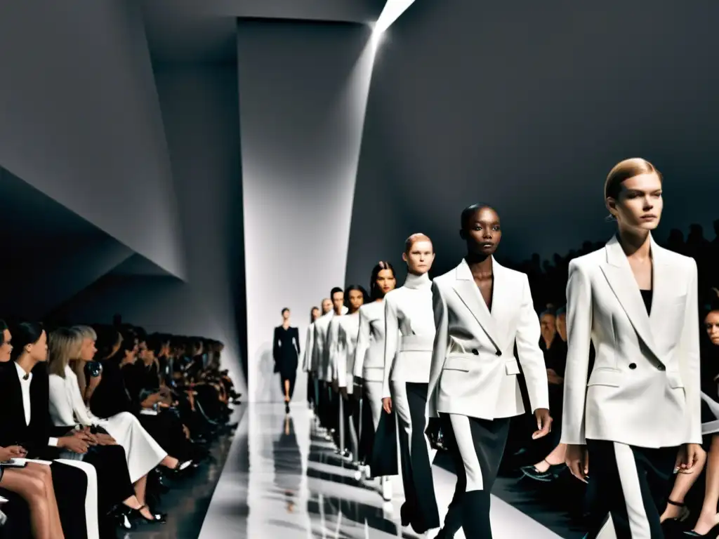 Desfile de moda de Calvin Klein: legado del minimalismo en moda, con modelos desfilando con elegancia y confianza