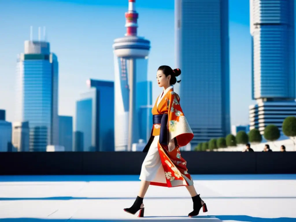 Desfile de moda en Fashion Week Tokyo, fusionando tradición y modernidad con elegancia y estilo