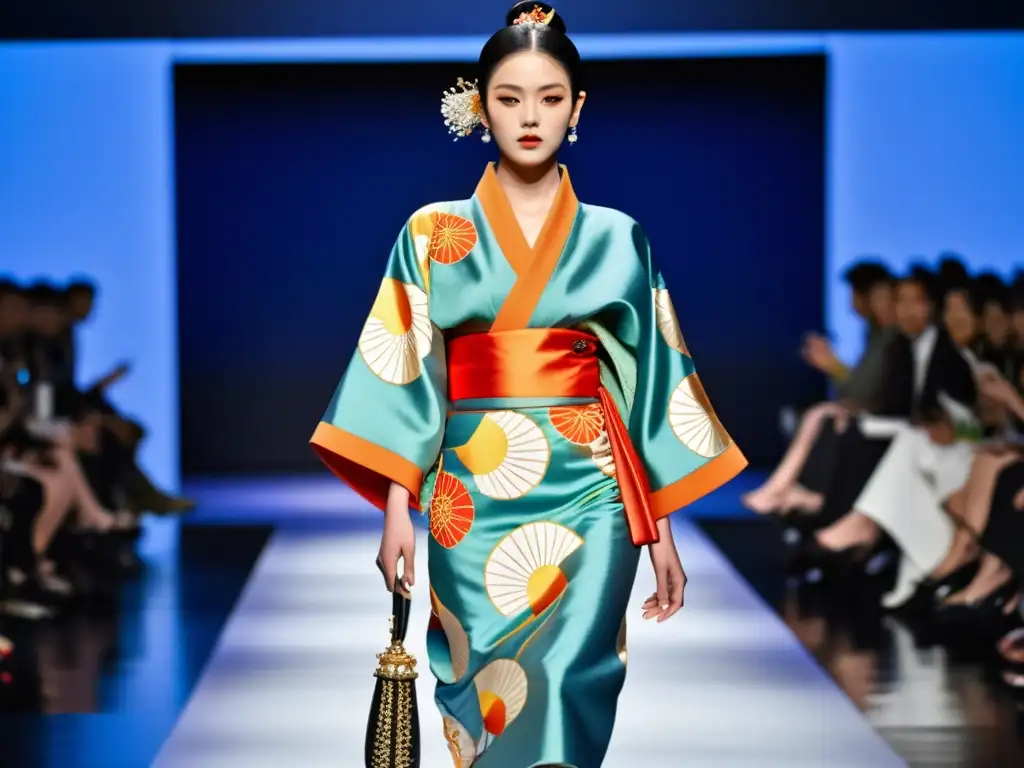 Desfile en la Semana de la Moda de Tokio, fusionando tradición y modernidad con kimonos y diseños vanguardistas en la pasarela