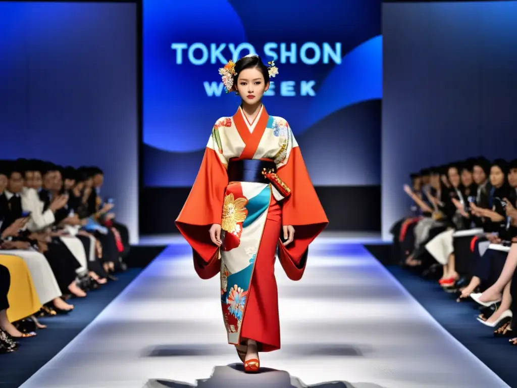 Deslumbrante desfile de moda de kimonos en la Semana de la Moda de Tokio, fusionando tradición y modernidad