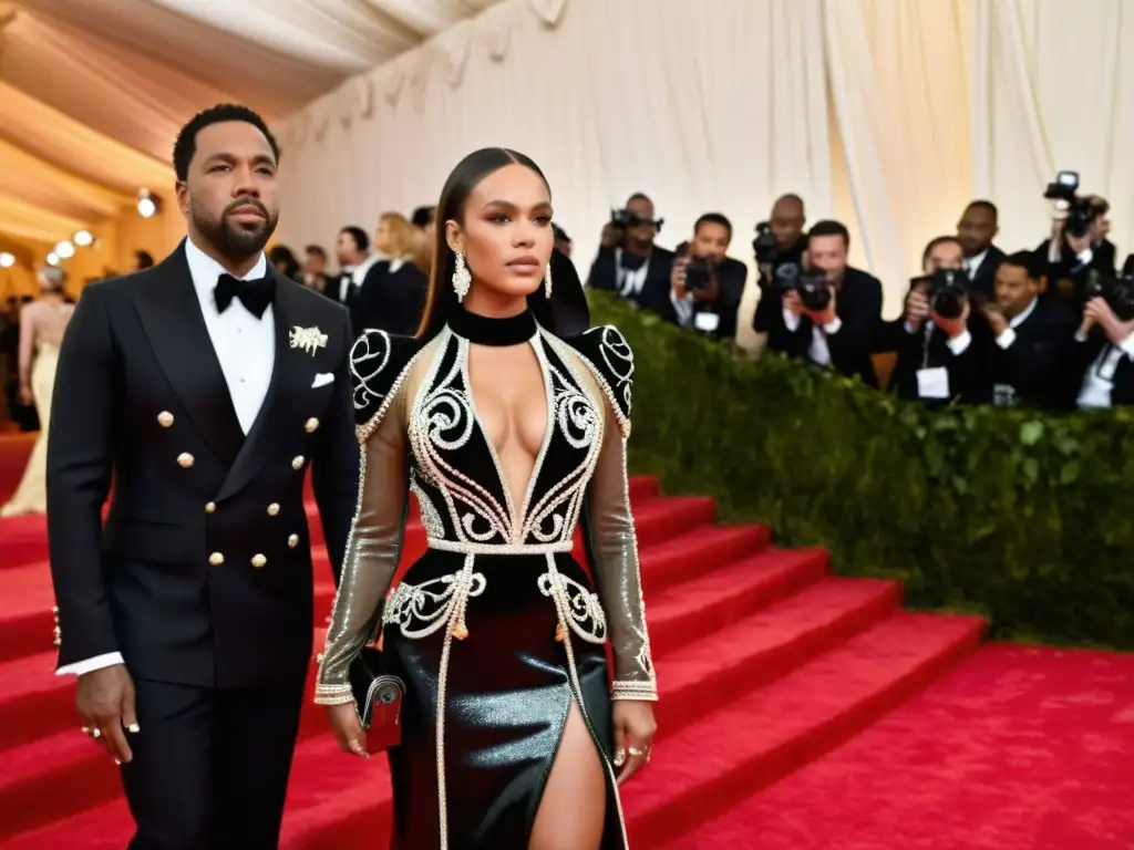 Deslumbrante desfile de moda en la Met Gala, reflejando el impacto cultural de este evento icónico en la moda