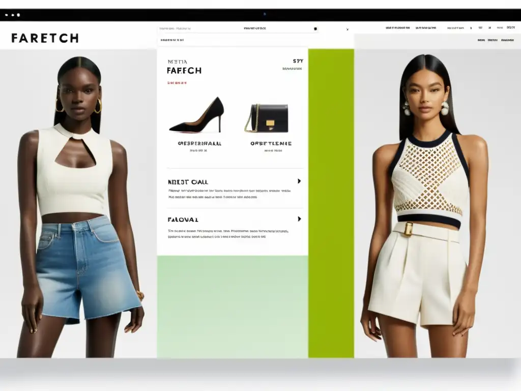 Una detallada comparativa visual de las interfaces de Farfetch, NetaPorter y Moda Operandi