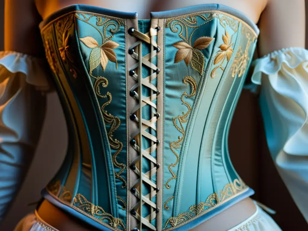 Detallado corset renacentista, resaltando la artesanía y detalles con impacto cultural