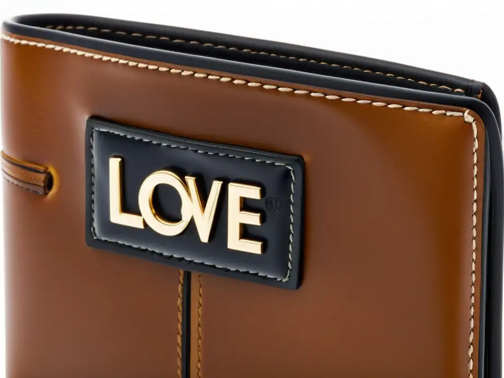 Detalle de la innovación en la cartera de cuero Loewe, resaltando el diseño y la artesanía de lujo