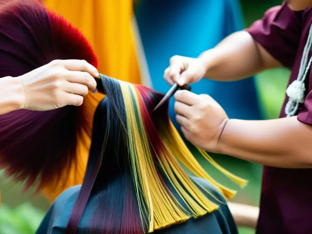 Detalle de la historia del cambio de color de cabello: aplicación de tintes naturales en un proceso cultural meticuloso y colorido