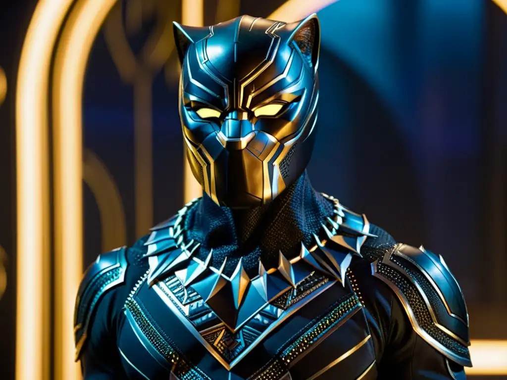 Detalle impresionante del traje regio de T'Challa en Black Panther