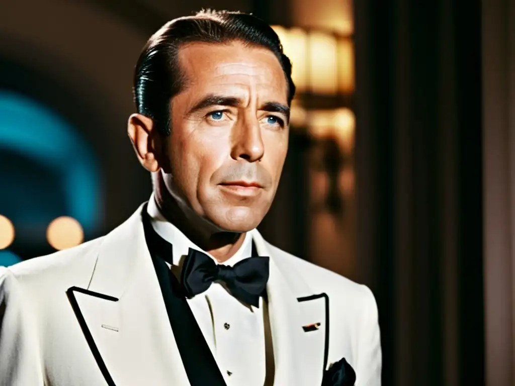 Detalles del elegante traje blanco de Humphrey Bogart en Casablanca, un ícono de la moda cinematográfica