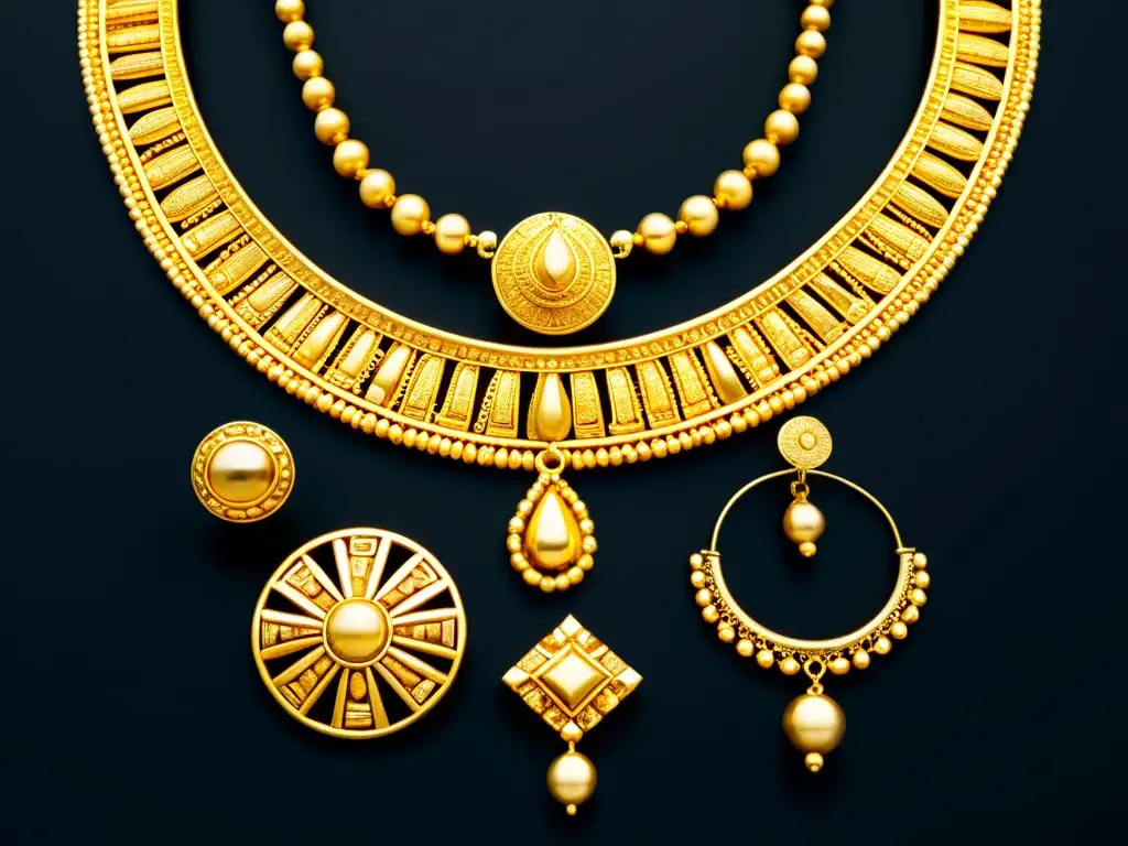 Detalles de joyas precolombinas: historia y cultura en intrincadas piezas de oro, reflejando su impacto cultural