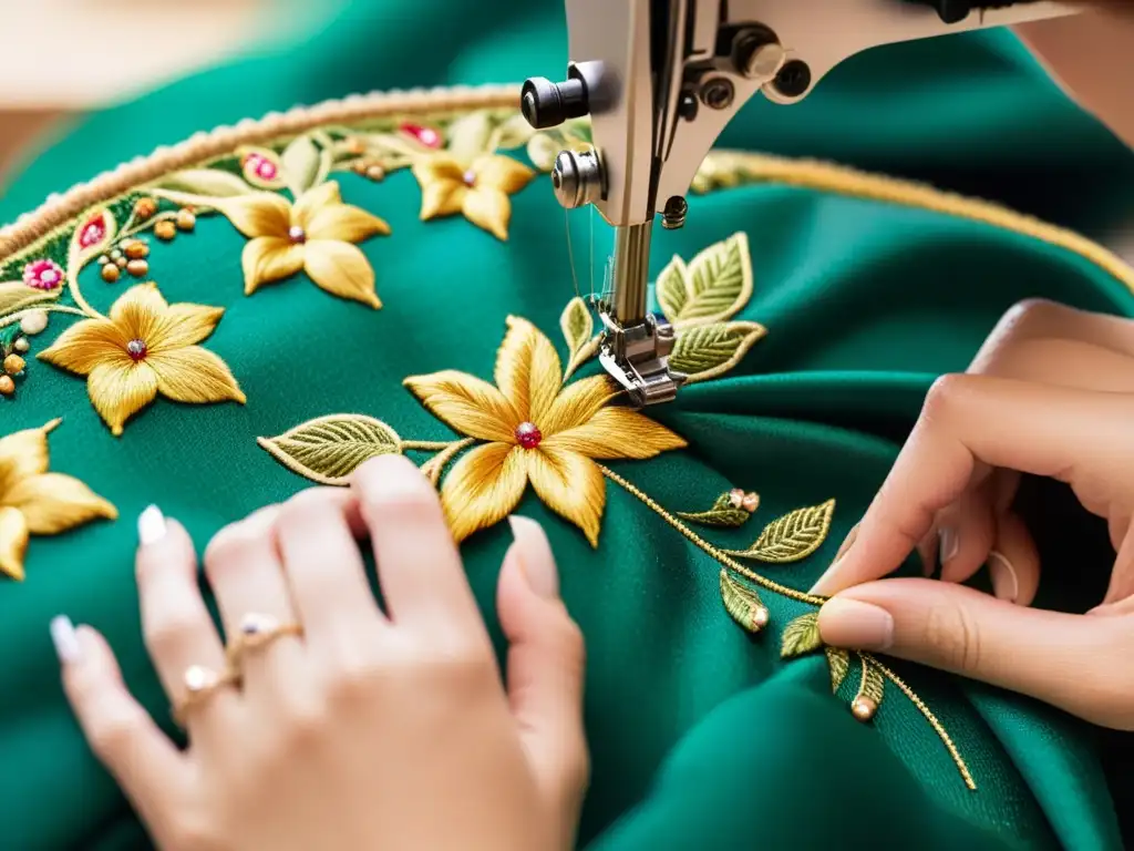 Un diseñador borda meticulosamente un exquisito vestido de alta costura en el Festival de Moda de Hyères, destacando su impacto cultural