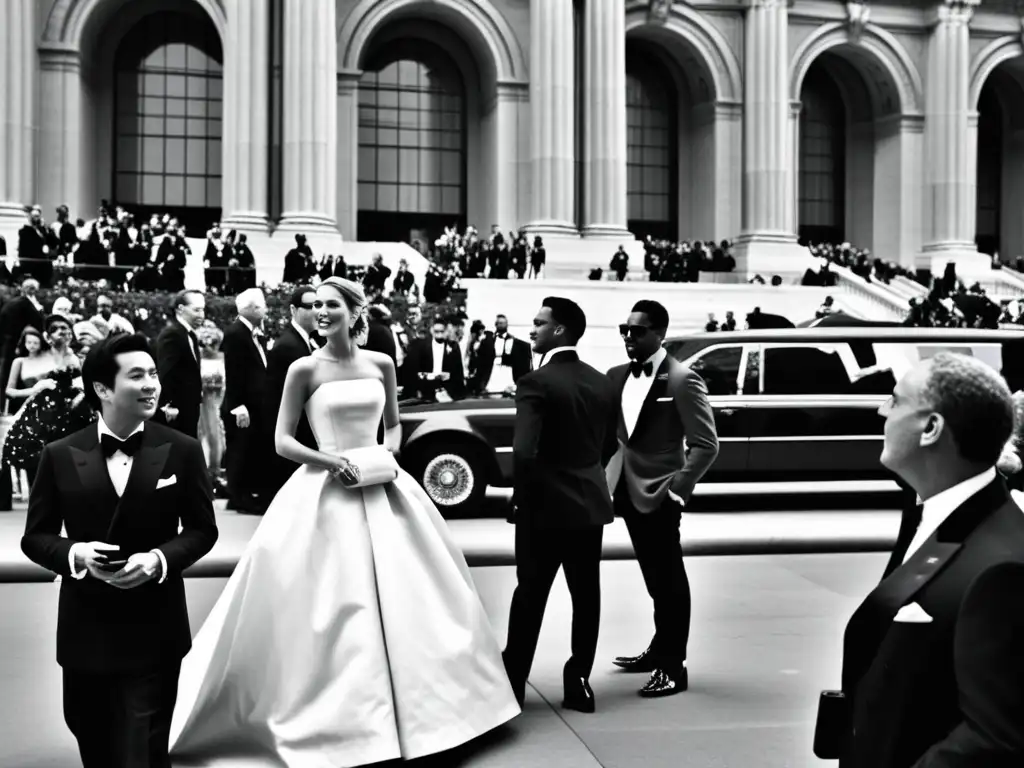 Elegante escena del Met Gala en el Metropolitan Museum of Art, reflejando la evolución del evento