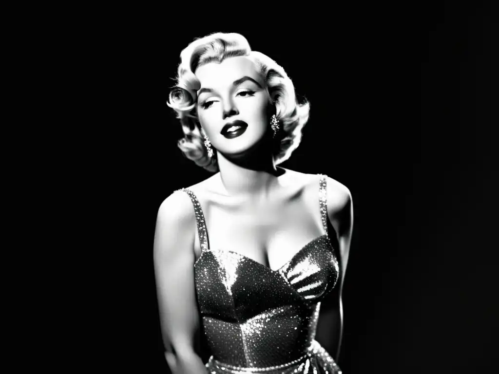 Marilyn Monroe en elegante pose, impacto cultural, imagen moda femenina