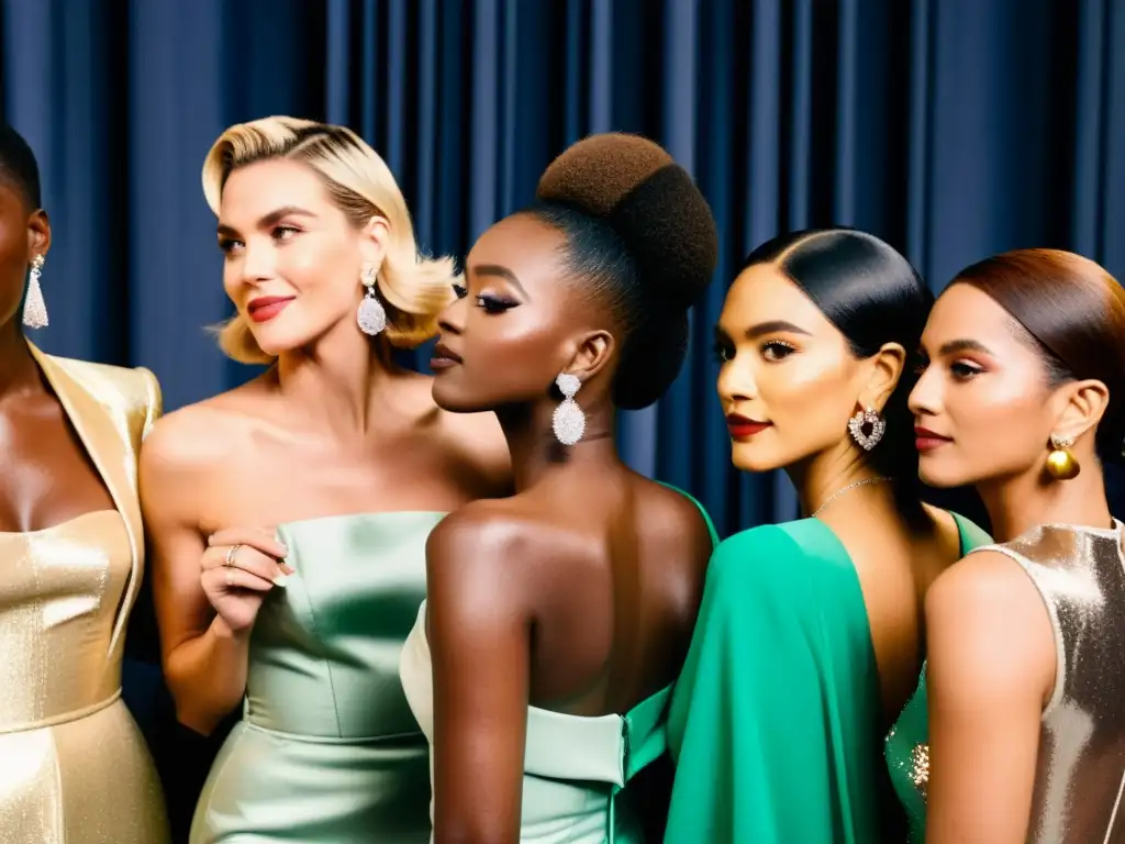 Equipo diverso de moda se prepara en el backstage de los premios Emmy, reflejando la inclusividad y la emoción de la industria