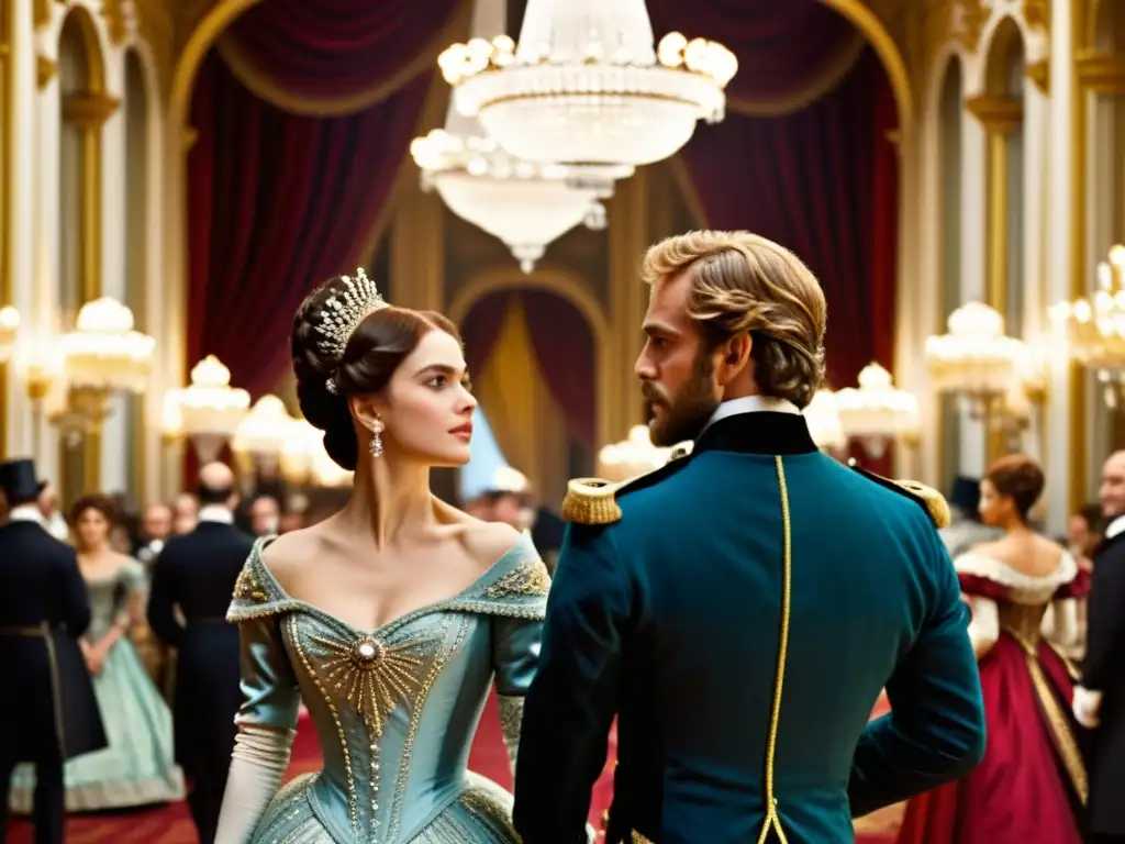 Escena impactante: vestuario de época de Anna Karenina, detalle exquisito y opulencia cultural