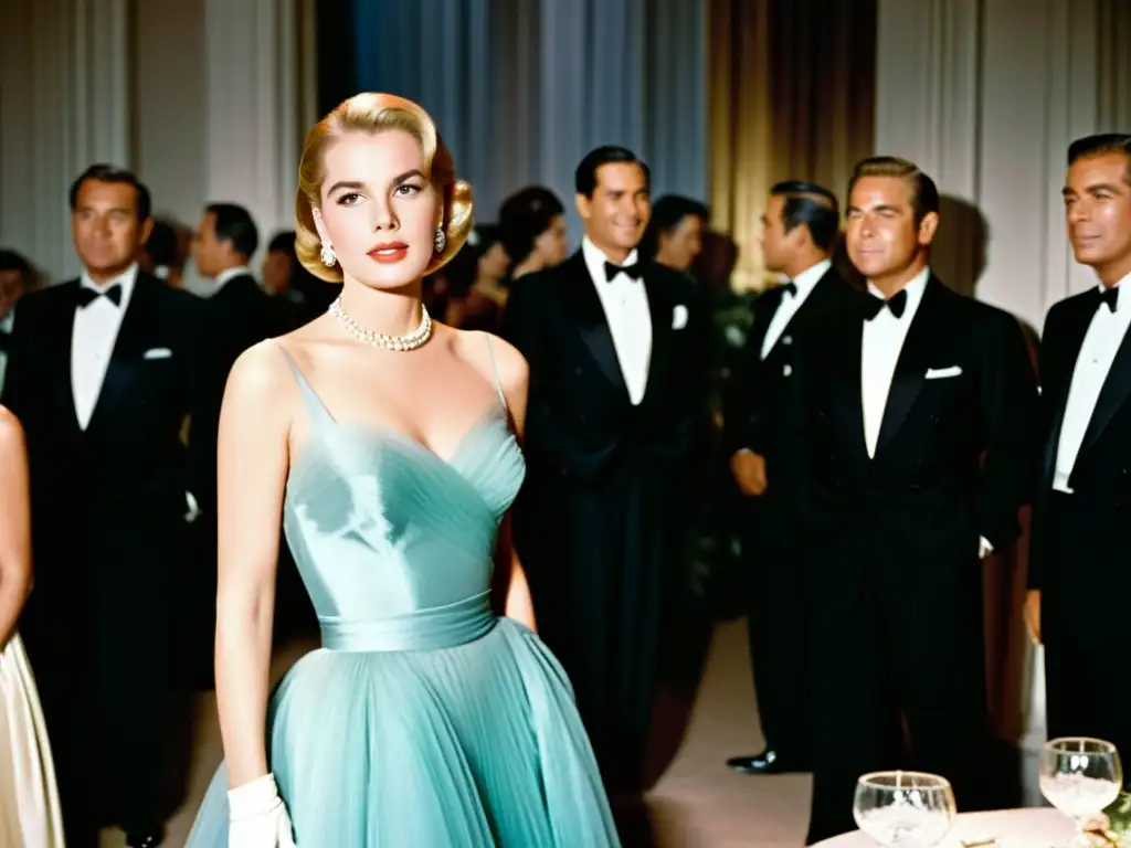 Grace Kelly deslumbra en evento glamuroso, irradiando elegancia y sofisticación