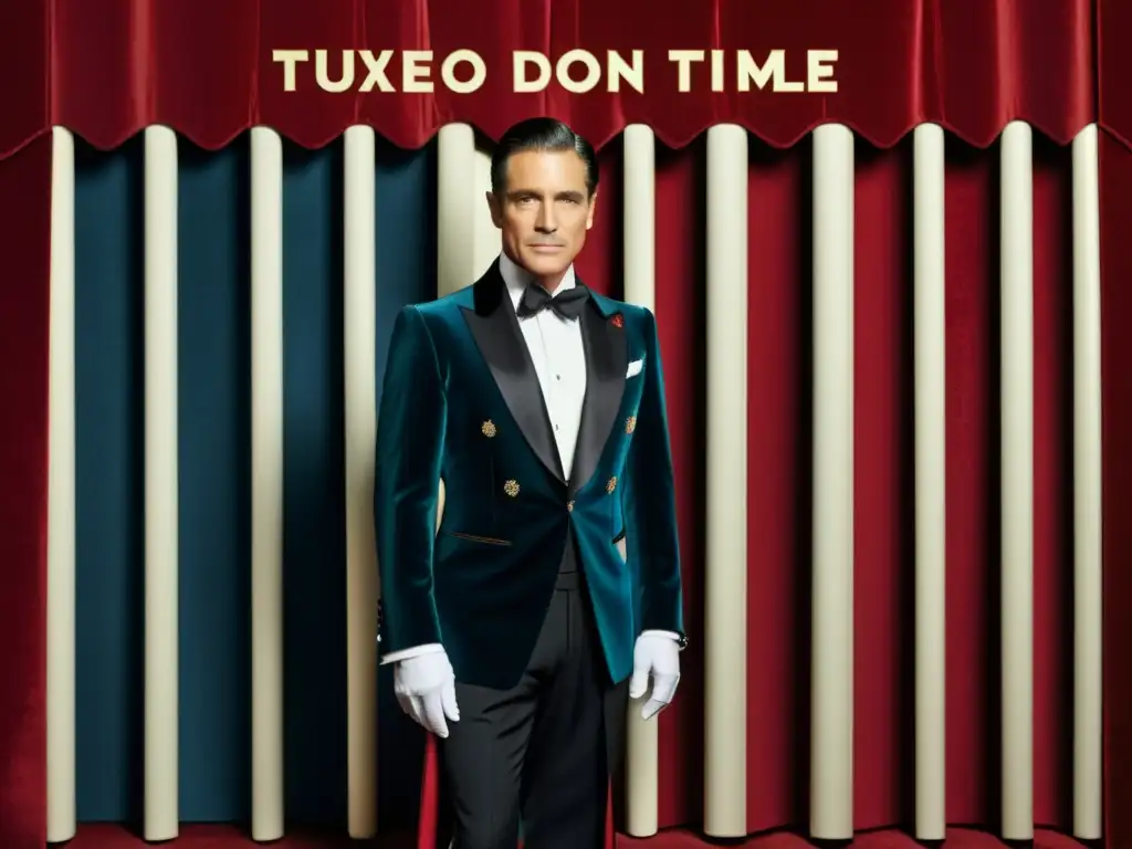 Evolución del esmoquin: 8k imagen detallada Exhibición de la evolución del esmoquin en eventos, desde el siglo XIX hasta la actualidad, con detalles y celebridades icónicas
