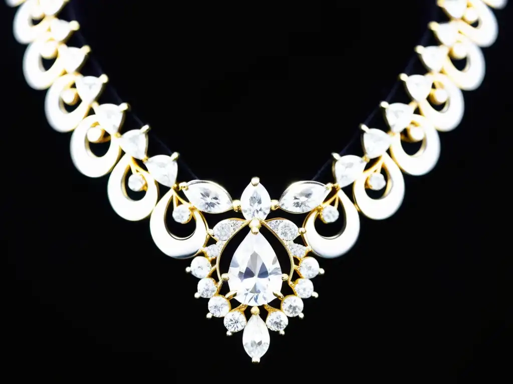 Un exquisito collar de diamantes sobre terciopelo negro