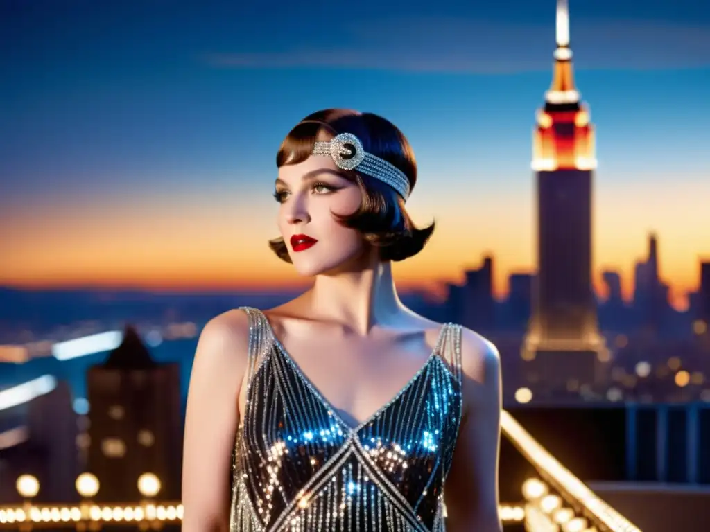 Flapper 1920s: Elegancia y empoderamiento femenino Una flapper deslumbrante en un vestido de flecos, destacando el impacto cultural del vestido flapper en los años 20