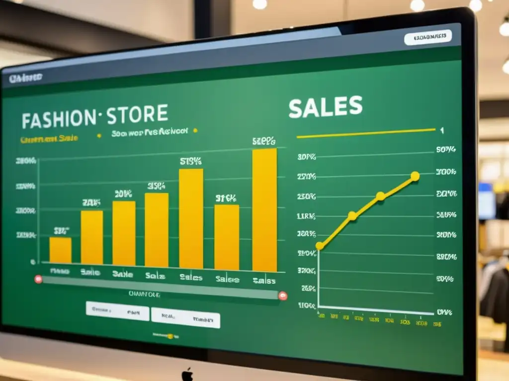 Gráfico detallado de ventas en tienda de moda con impacto de reseñas para impulsar ventas