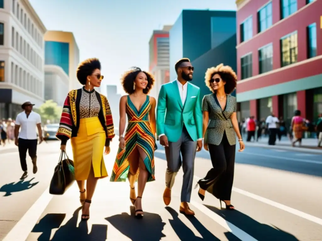 Grupo diverso camina con estilo único en la ciudad, reflejando su identidad cultural